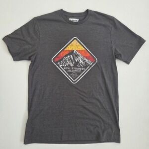 Levi's Men's Charcoal Heather Mountain Graphic T-Shirt Short‎ Sleeve